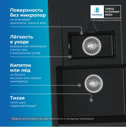 Мойка кухонная POLYGRAN BRIG 770 (космос №316)